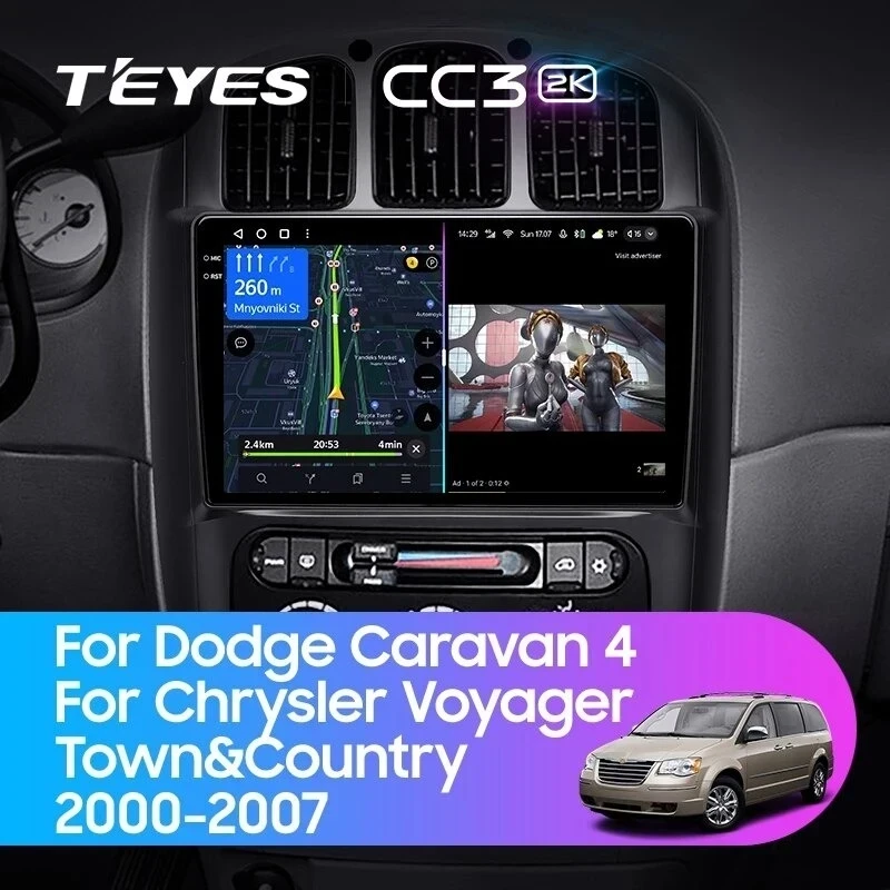 Штатная магнитола Teyes CC3 2K 360 6/128 Chrysler Town &amp; Country 4 RS (2000-2007) Тип-A