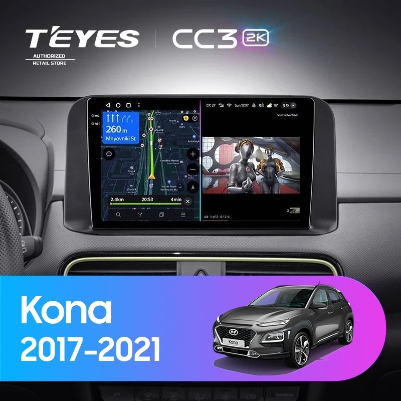 Штатная магнитола Teyes CC3 2K 4/32 Hyundai Kona (2017-2021)