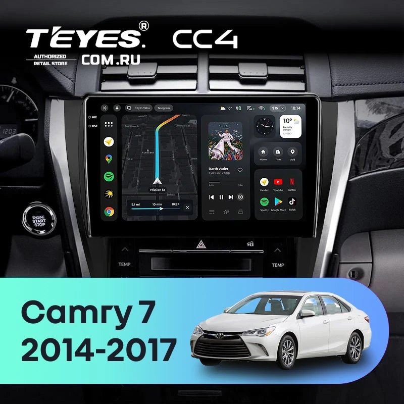Штатная магнитола Teyes CC4 6/64 Toyota Camry 7 XV 50 55 (2014-2017) (черно-серая) F1