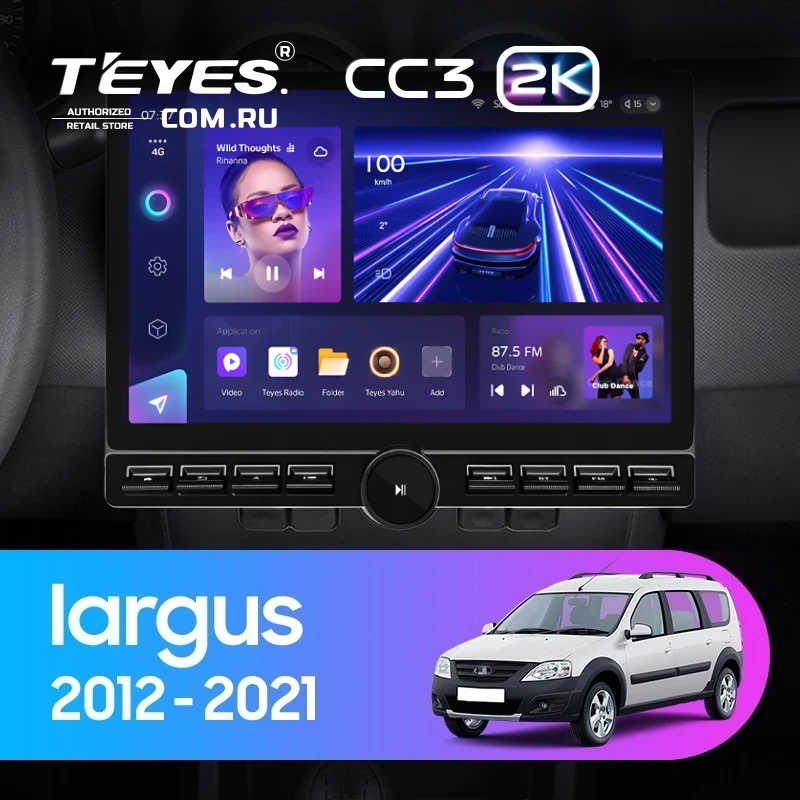 Штатная магнитола Teyes CC3 2K 6/128 Lada Largus (2012-2021) (13" с кнопками)
