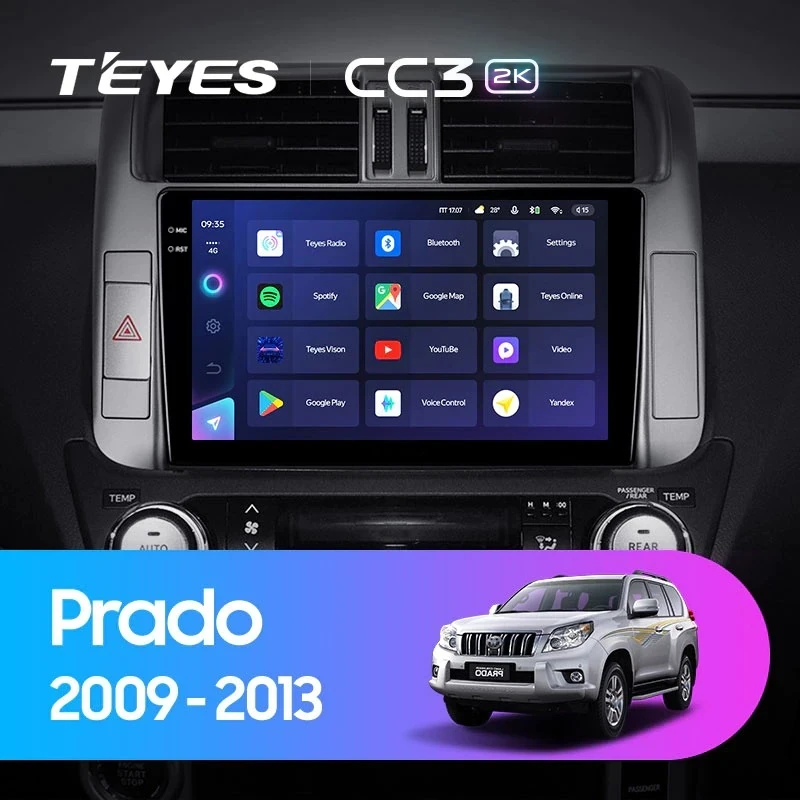 Штатная магнитола Teyes CC3 2K 4/32 Toyota Land Cruiser Prado 150 (2009-2013) F1 Тип-A
