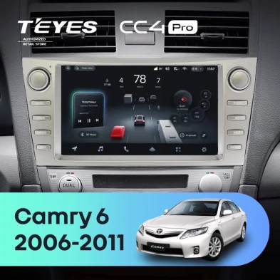 Штатная магнитола Teyes CC4 Pro 8/128 Toyota Camry 6 XV 40 (2006-2011) F4 с кнопками