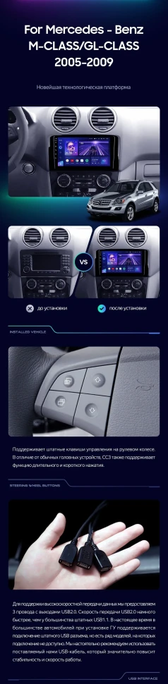 Штатная магнитола Teyes CC3L 4/32 Mercedes-Benz ML-Class (2005-2009) F1