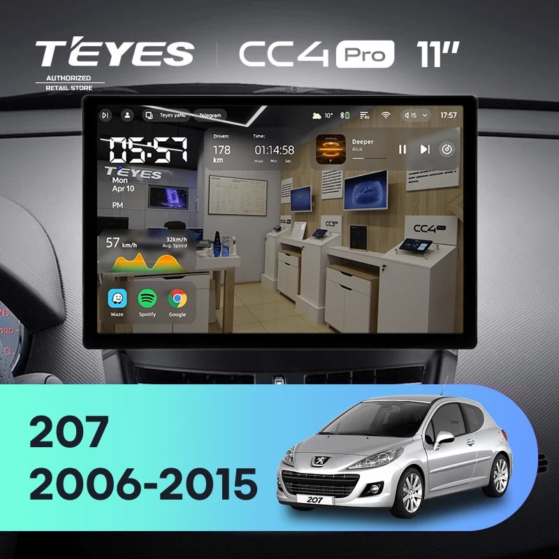 Штатная магнитола Teyes CC4 Pro 8/128 Peugeot 207 (2006-2015) (11")