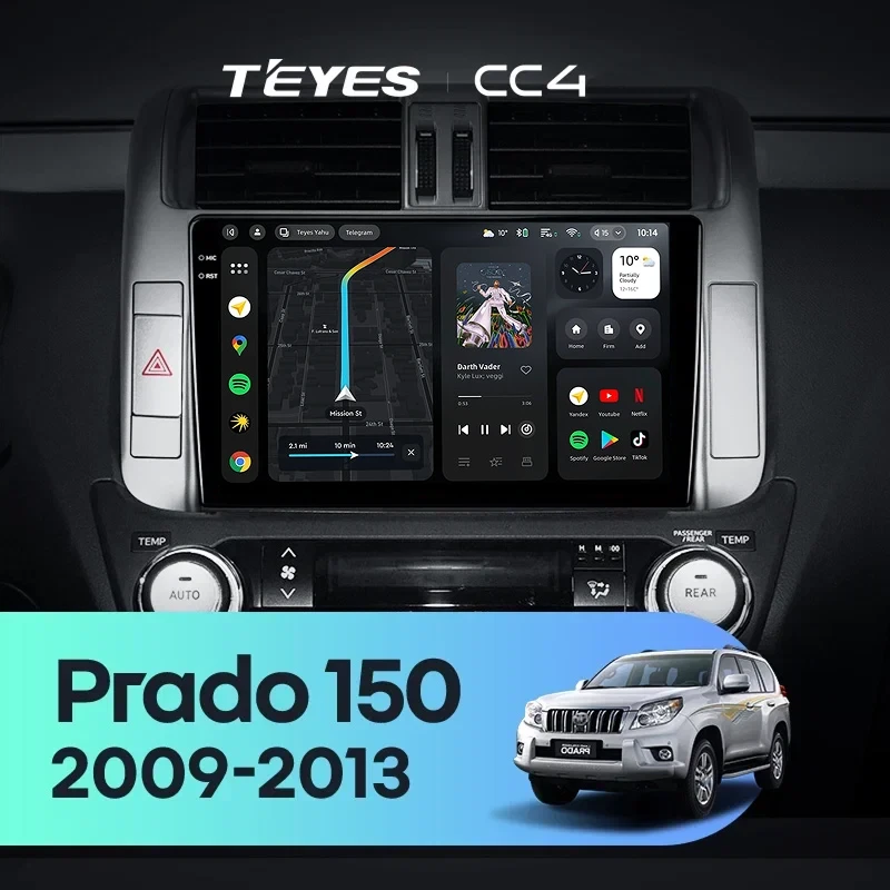 Штатная магнитола Teyes CC4 6/64 Toyota Land Cruiser Prado 150 (2009-2013) F1 Тип-C