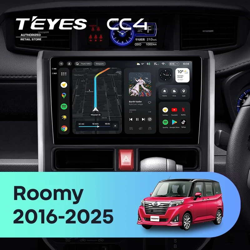 Штатная магнитола Teyes CC4 6/64 Toyota Roomy (2016-2026) Правый руль