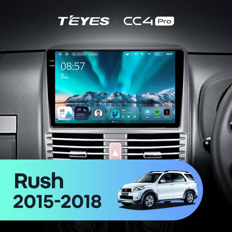 Штатная магнитола Teyes CC4 Pro 8/128 Toyota Rush (2015-2018) Правый руль