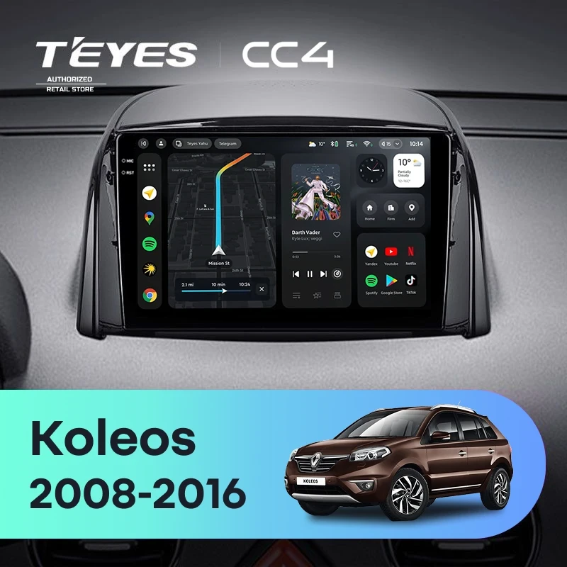 Штатная магнитола Teyes CC4 8/128 Renault Koleos (2008-2016) Тип-B