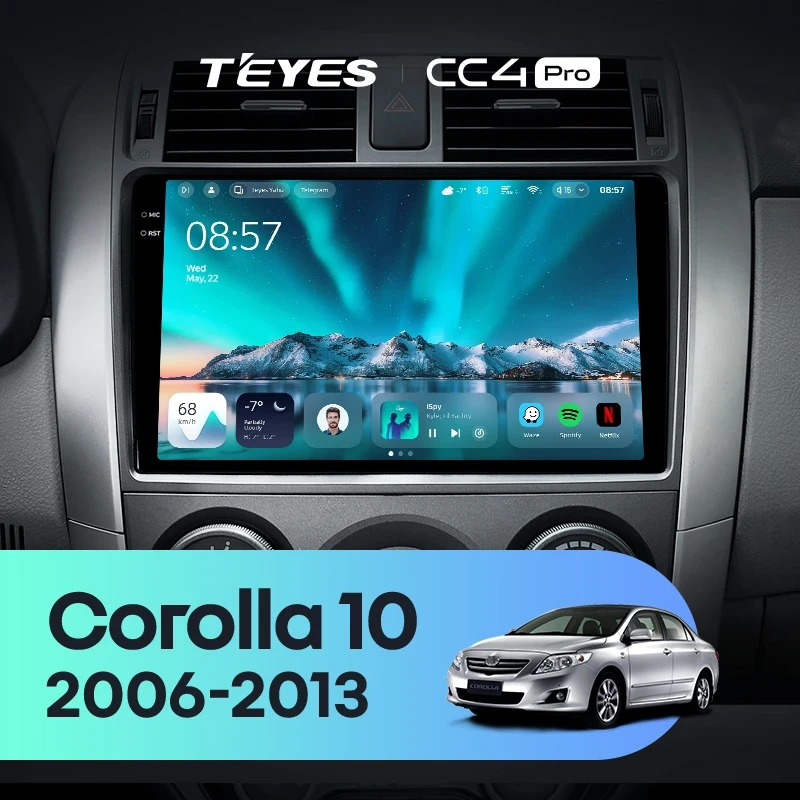 Штатная магнитола Teyes CC4 Pro 8/128 Toyota Corolla 10 E140 E150 (2006-2013) Тип-A