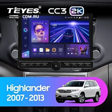 Штатная магнитола Teyes CC3 2K 6/128 Toyota Highlander 2 XU40 (2007-2013) F1 (13" с кнопками)