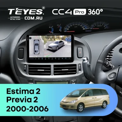 Штатная магнитола Teyes CC4 Pro 360 12/256 Toyota Estima 2 (2000-2006) Правый руль