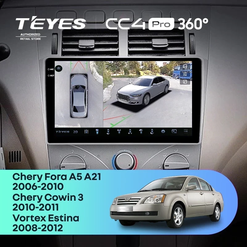 Штатная магнитола Teyes CC4 Pro 360 12/256 Chery Fora A5 A21 (2006-2010)
