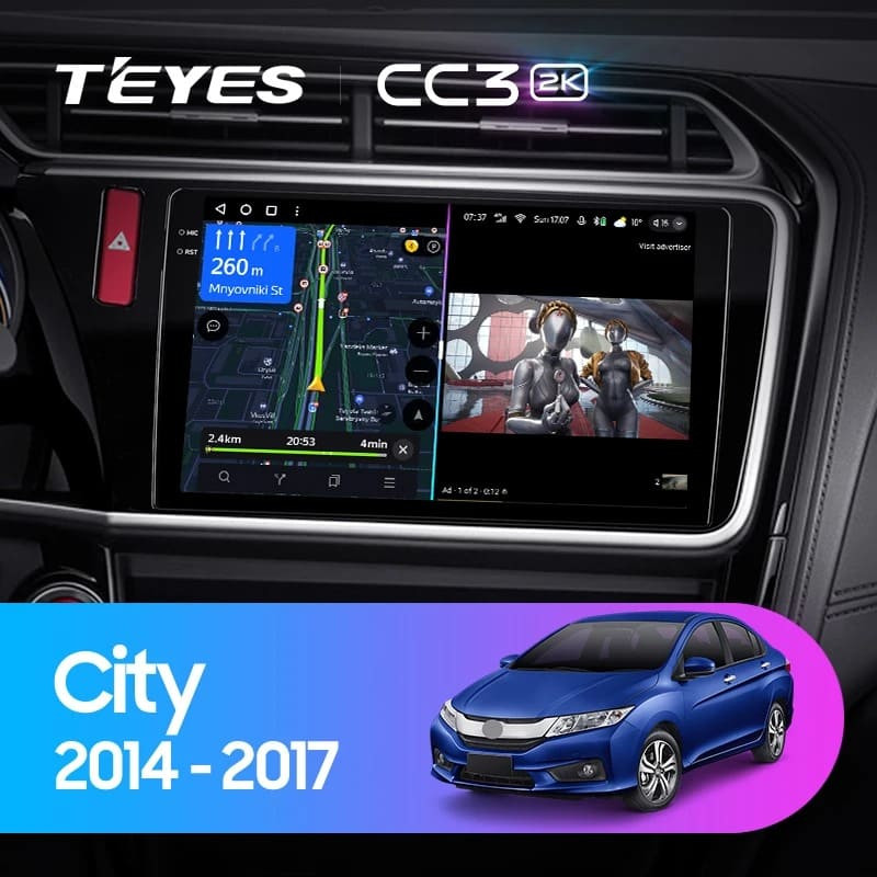 Штатная магнитола Teyes CC3 2K 4/64 Honda City (2014-2017) Тип-A