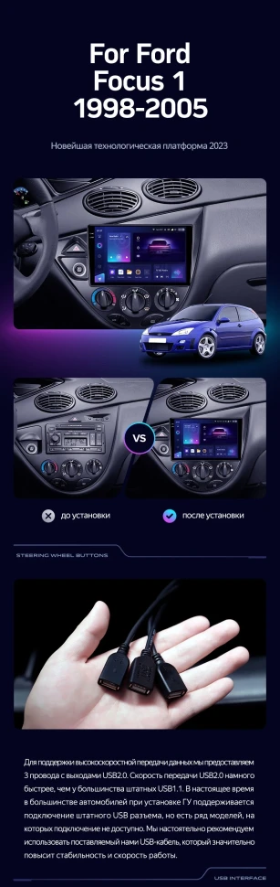 Штатная магнитола Teyes CC3L 4/32 Ford Focus 1 (1998-2005)