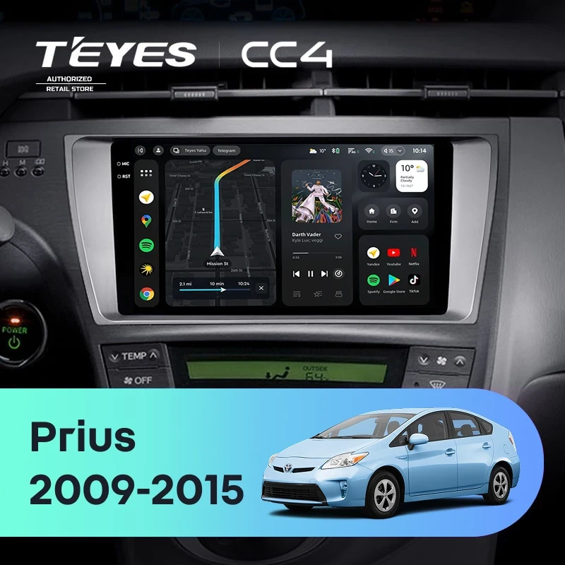 Штатная магнитола Teyes CC4 8/128 Toyota Prius XW30 (2009-2015)