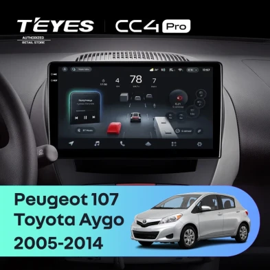 Штатная магнитола Teyes CC4 Pro 12/256 Peugeot 107 (2005-2014)