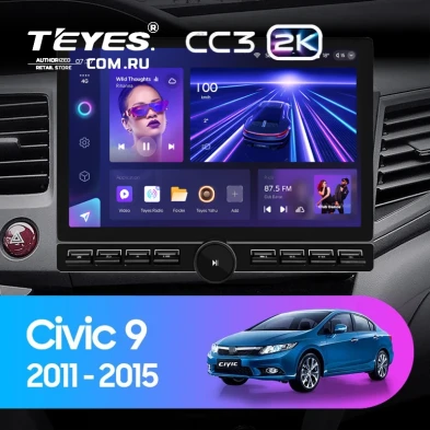 Штатная магнитола Teyes CC3 2K 6/128 Honda Civic 9 FB FK FD (2011-2015) (13" с кнопками)