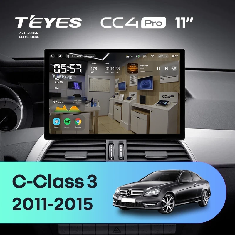 Штатная магнитола Teyes CC4 Pro 12/256 Mercedes-Benz C-Class W204 C204 S204 (2011-2015) (11")