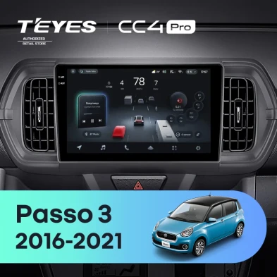 Штатная магнитола Teyes CC4 Pro 12/256 Toyota Passo 3 (2016-2021) Правый руль