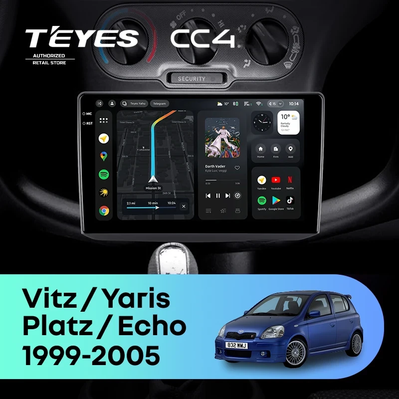 Штатная магнитола Teyes CC4 6/64 Toyota Vitz XP10 (1999-2005) F1