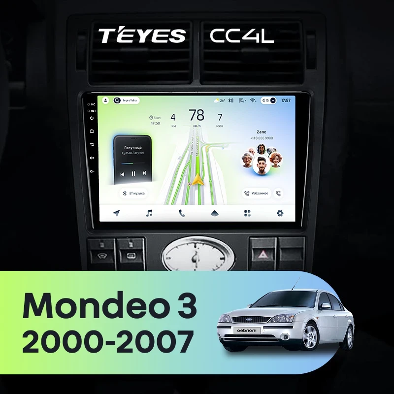 Штатная магнитола Teyes CC4L 4/64 Ford Mondeo 3 (2000-2007) F1