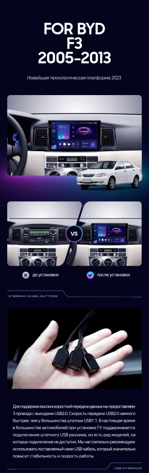 Штатная магнитола Teyes X1 4G 2/32 BYD F3 (2005-2013)