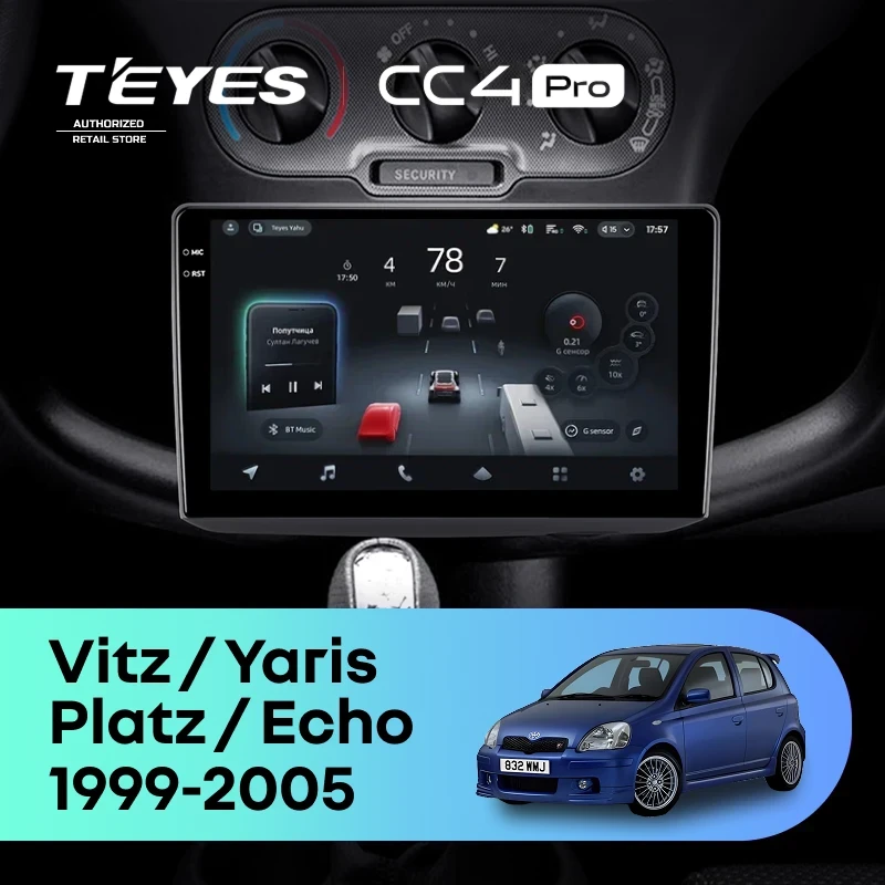 Штатная магнитола Teyes CC4 Pro 8/128 Toyota Echo (1999-2005) F1