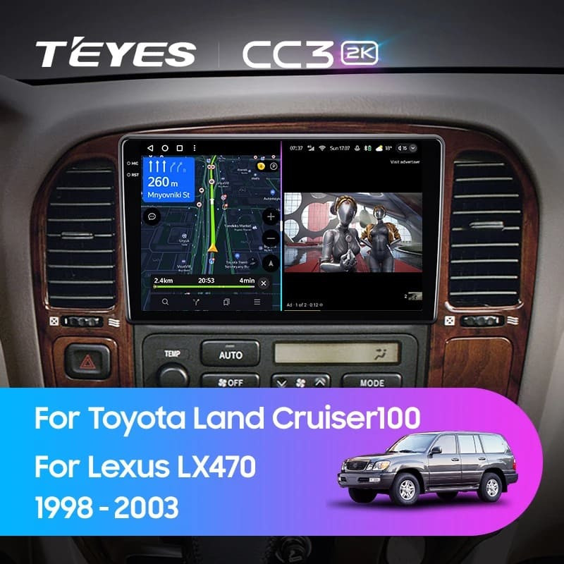 Штатная магнитола Teyes CC3 2K 6/128 Toyota Land Cruiser 100 (1998-2003) F1