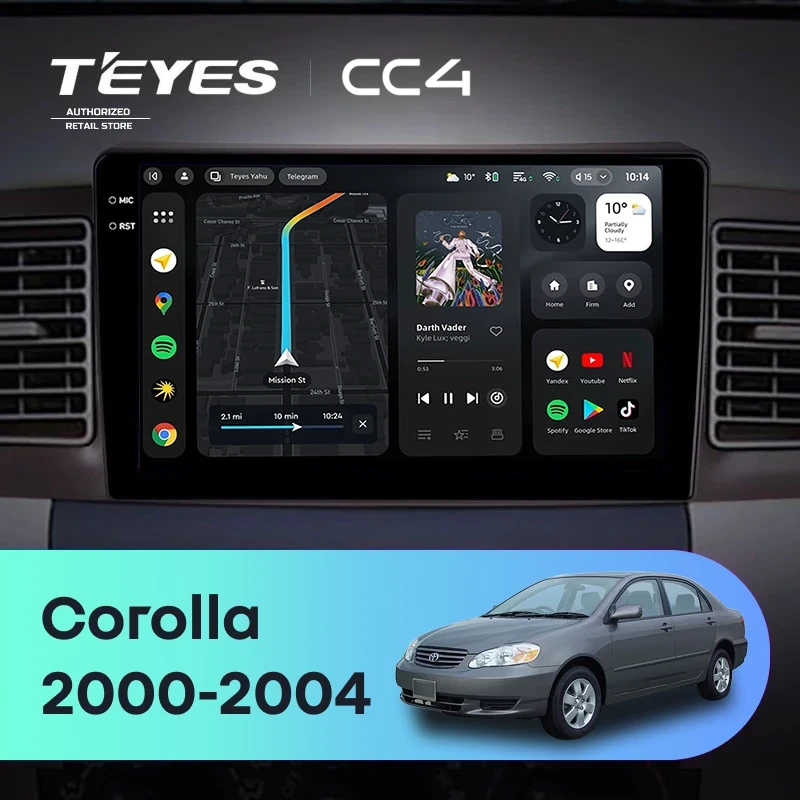 Штатная магнитола Teyes CC4 8/128 Toyota Corolla E130 E120 (2000-2004)