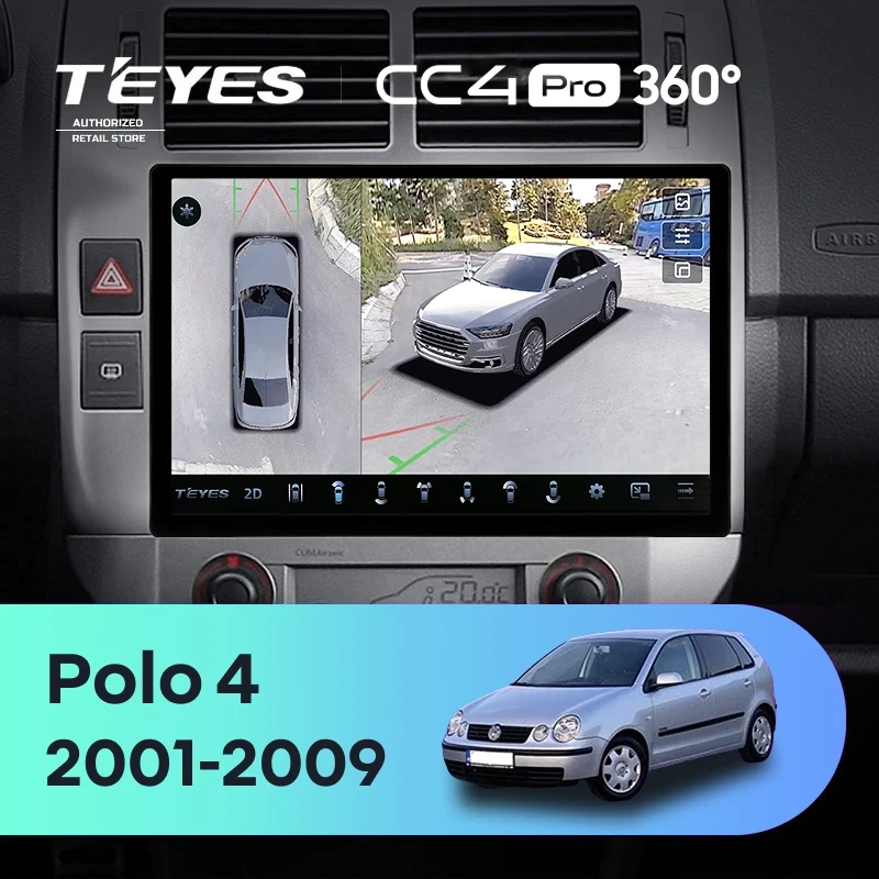 Штатная магнитола Teyes CC4 Pro 360 12/256 Volkswagen Polo Mk4 (2001-2009) F2 (11")