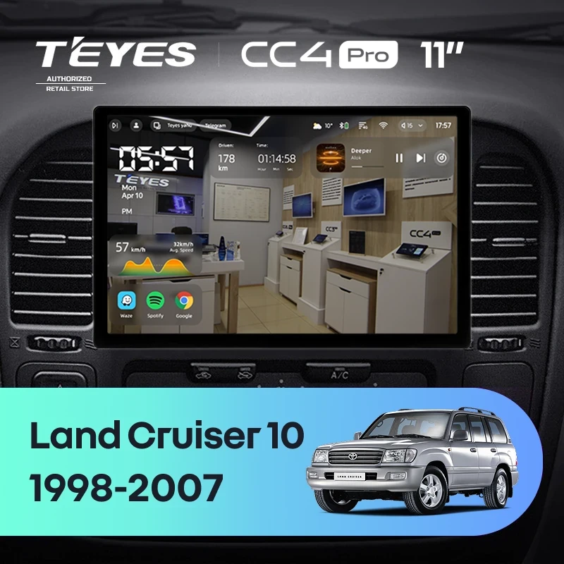 Штатная магнитола Teyes CC4 Pro 8/128 Toyota Land Cruiser 10 J100 100 (1998-2007) (11")