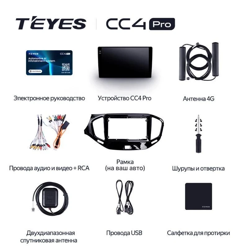 Штатная магнитола Teyes CC4 Pro 8/128 Toyota Land Cruiser 11 200 (2007-2015) F2 Тип-C