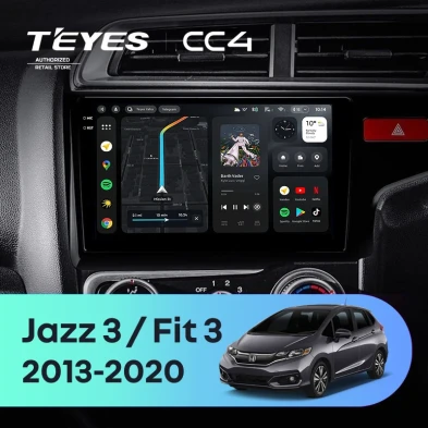Штатная магнитола Teyes CC4 6/64 Honda Fit 3 GP GK (2013-2020) Тип-A Правый руль
