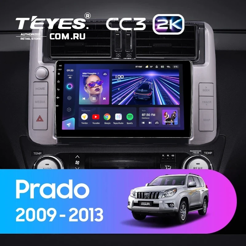 Штатная магнитола Teyes CC3 2K 4/64 Toyota Land Cruiser Prado 150 (2009-2013) F2 Тип-C