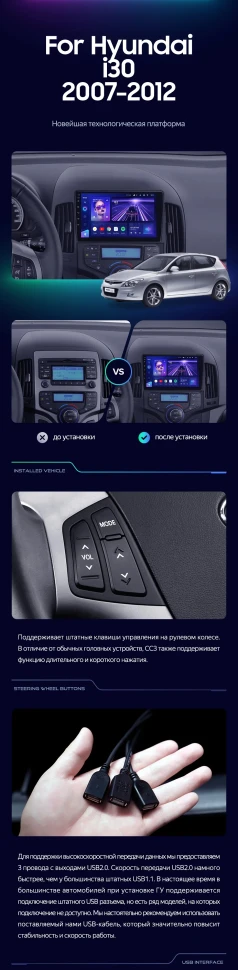 Штатная магнитола Teyes CC3 4/32 Hyundai i30 1 FD (2007-2012) F2