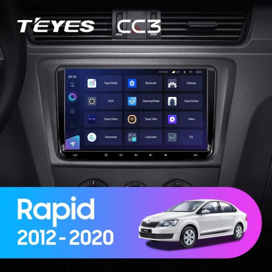 Штатная магнитола Teyes CC3 4/32 Skoda Rapid NH3 NH1 (2012-2020) (10 inch Universal)