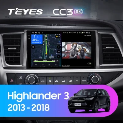 Штатная магнитола Teyes CC3 2K 360 6/128 Toyota Highlander 3 XU50 (2013-2018)