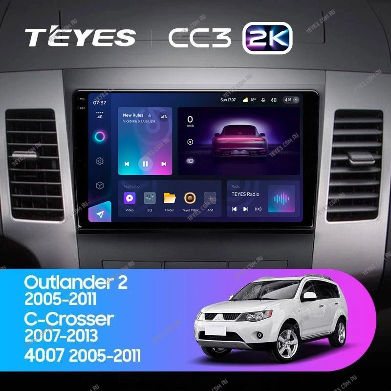 Штатная магнитола Teyes CC3 2K 4/32 Peugeot 4007 (2007-2012) Тип-B