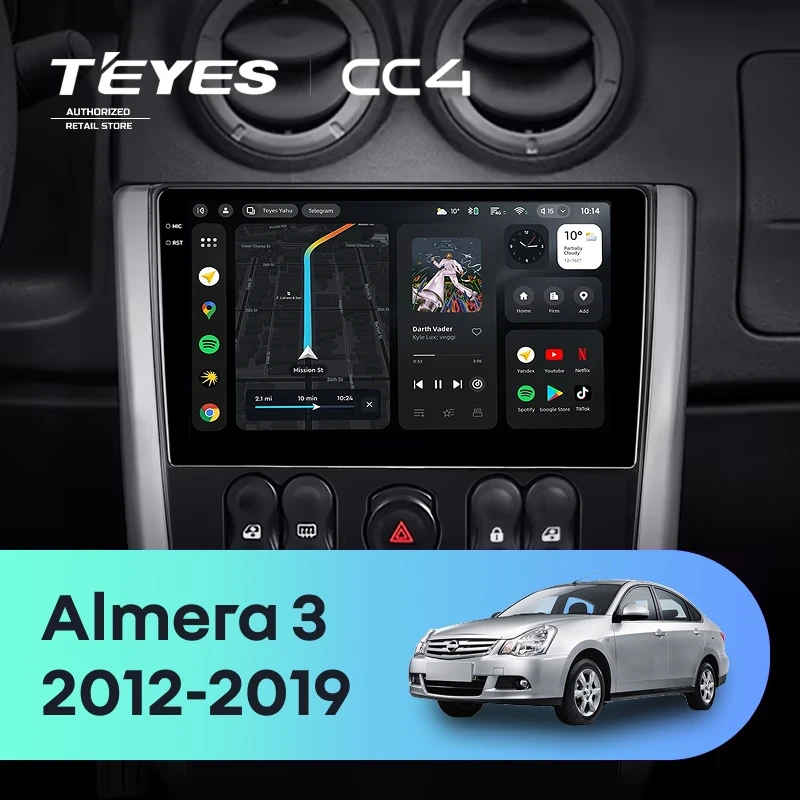 Штатная магнитола Teyes CC4 8/128 Nissan Almera 3 G15 (2012-2019) F2