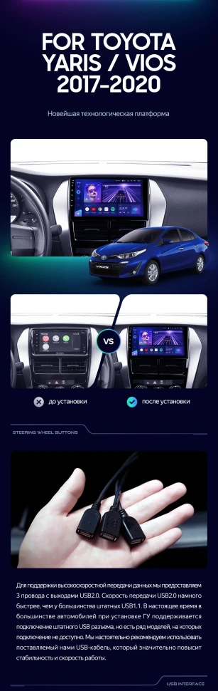 Штатная магнитола Teyes CC3 2K 4/64 Toyota Yaris (2017-2020) F2