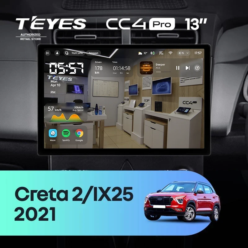 Штатная магнитола Teyes CC4 Pro 12/256 Hyundai Creta 2 (2021-2022) (глянец) F2 (13")