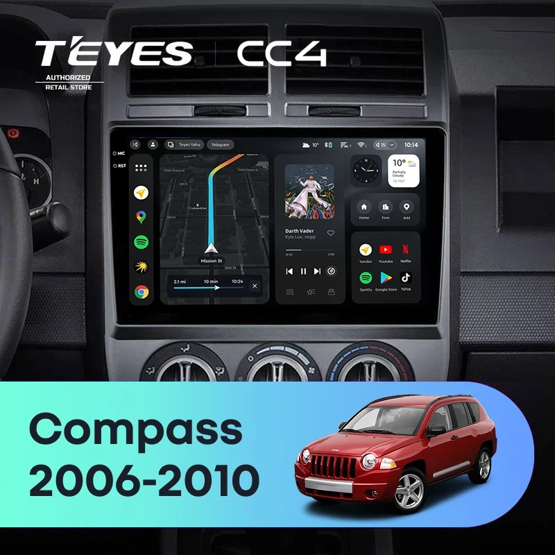 Штатная магнитола Teyes CC4 8/128 Jeep Compass 1 MK (2006-2010)