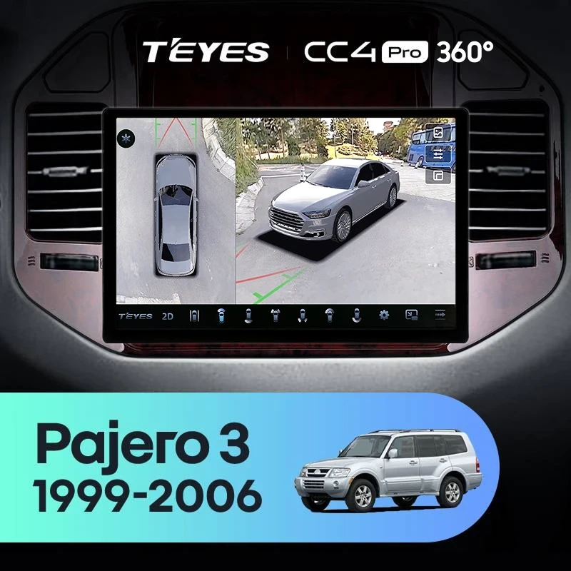 Штатная магнитола Teyes CC4 Pro 360 12/256 Mitsubishi Pajero 3 V70 V60 (1999-2006) (11")