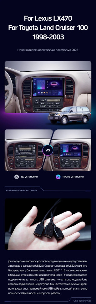 Штатная магнитола Teyes CC3L 4/64 Toyota Land Cruiser 100 (1998-2003) F1