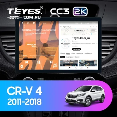 Штатная магнитола Teyes CC3 2K 4/32 Honda CR-V 4 RM RE (2011-2018) Тип-C (13") 9 inch