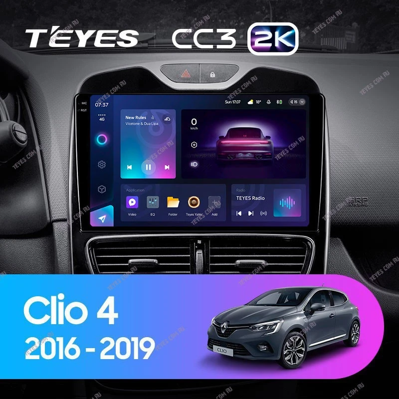 Штатная магнитола Teyes CC3 2K 360 6/128 Renault Clio 4 BH98 KH98 (2016-2019)