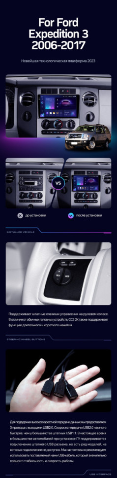 Штатная магнитола Teyes CC3 2K 4/64 Ford Expedition 3 U3242 U3542 U324 U354 (2006-2017)