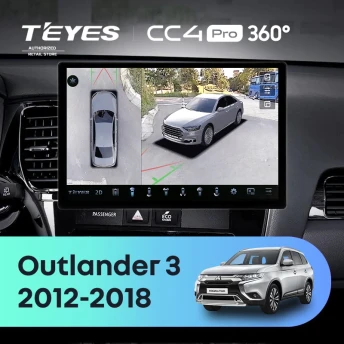 Штатная магнитола Teyes CC4 Pro 360 12/256 Mitsubishi Outlander 3 GF0W GG0W (2012-2018) Тип-B (13")