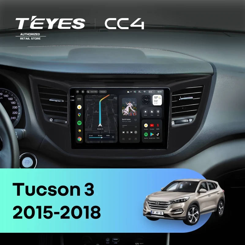 Штатная магнитола Teyes CC4 6/64 Hyundai Tucson 3 (2015-2018) Тип-B (черная)